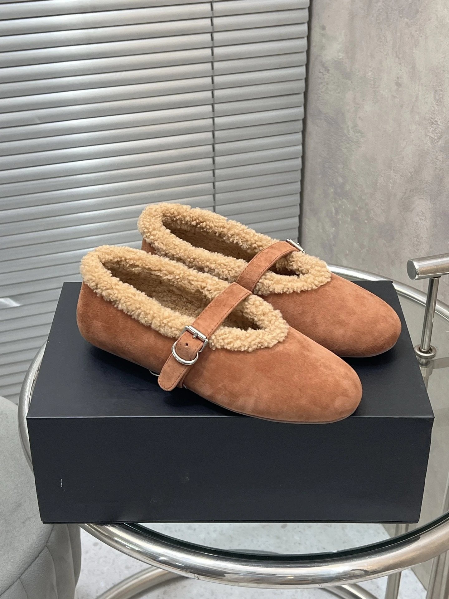 UGG Shearling-Trimmed Suede Mary Jane Loafers Beige - 9