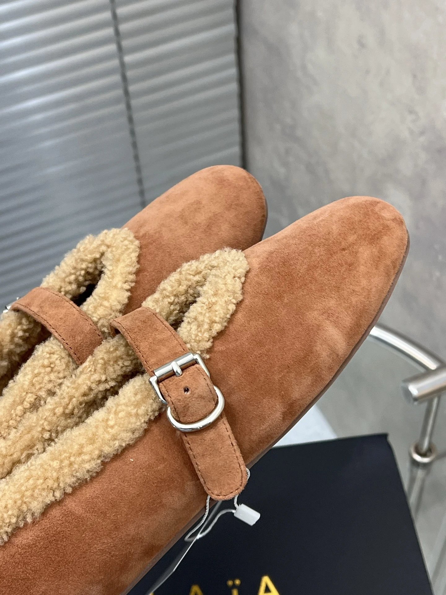 UGG Shearling-Trimmed Suede Mary Jane Loafers Beige - 12