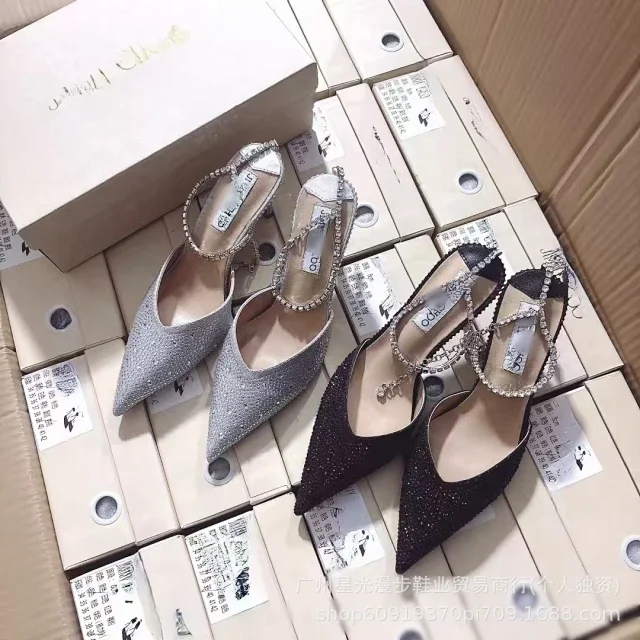 Jimmy Choo High Heels Rhinestone Pointed-Toe Ankle-Strap Stiletto Pumps product detail image 9