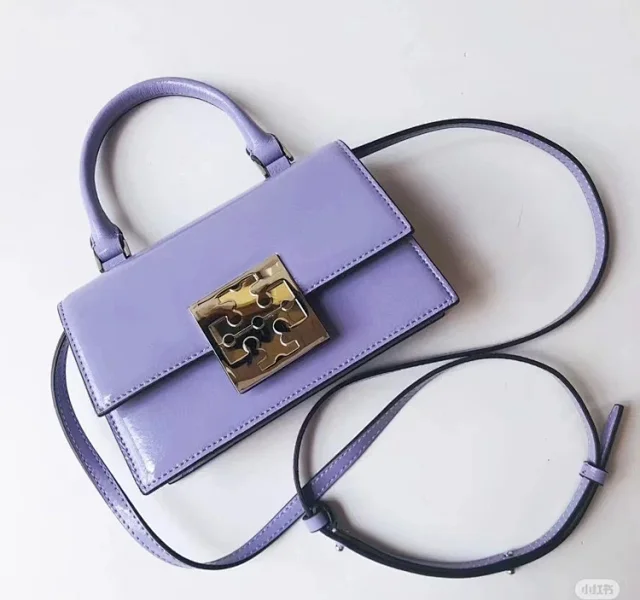 Unbranded Handbags Patent top-handle bag with detachable crossbody strap and gold-tone geometric clasp product detail image 9