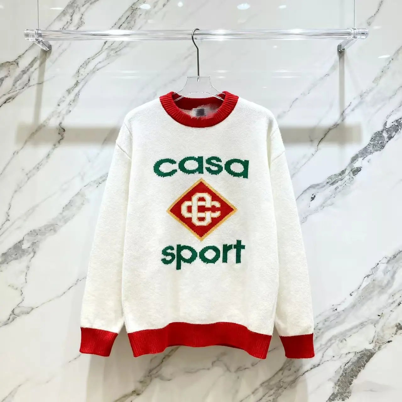 Casablanca School of Beautiful Embroidered Knit Sweater White - 13