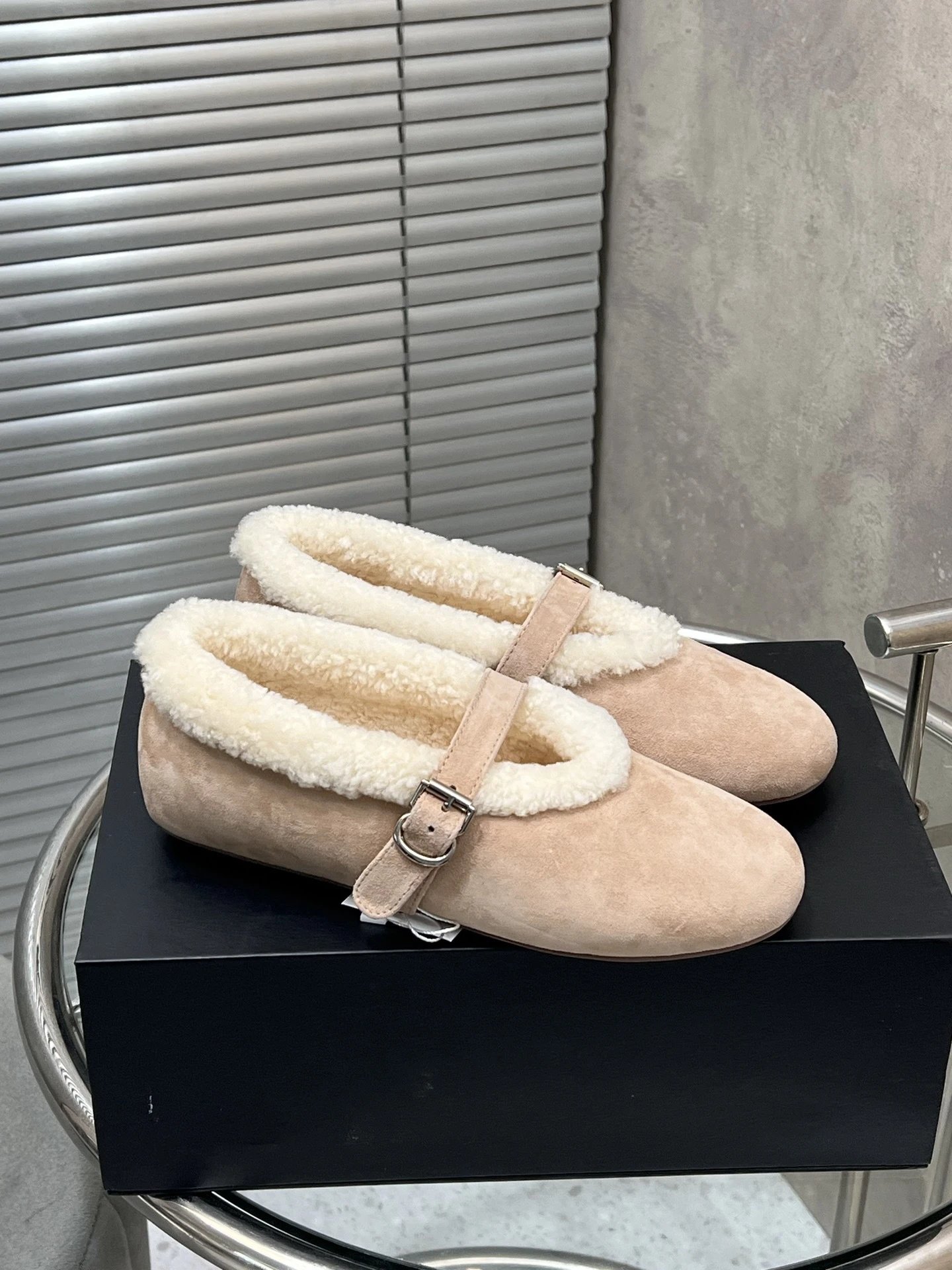 UGG Shearling-Trimmed Suede Mary Jane Loafers Beige - 14