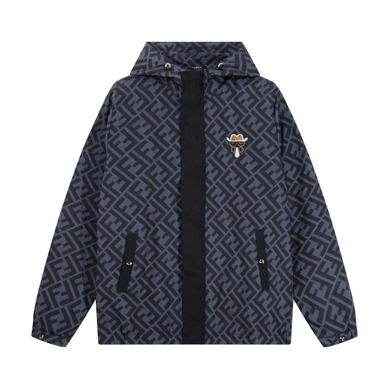 Fendi FF Monogram Windbreaker Jacket in Dark Gray - 2