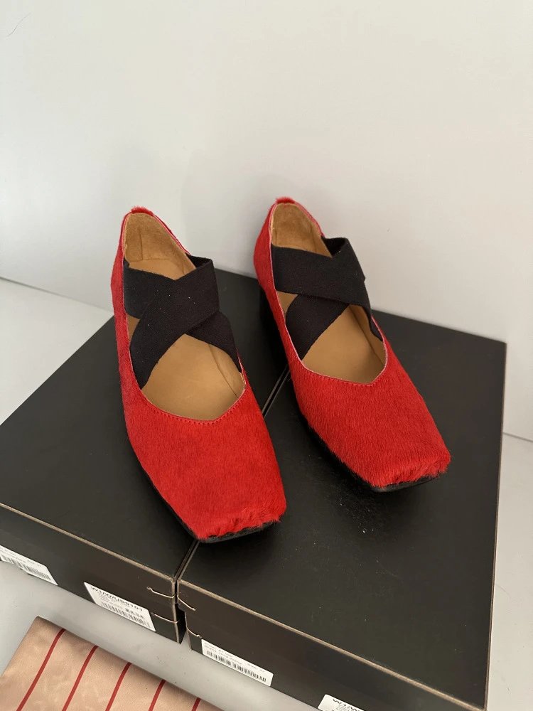 Uma Wang Square-Toe Mary Jane Block Heels Black Shoes - 19