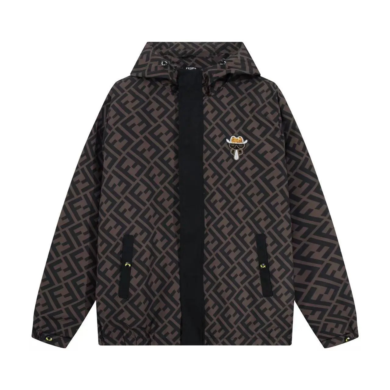 Fendi FF Monogram Windbreaker Jacket in Dark Gray - 4