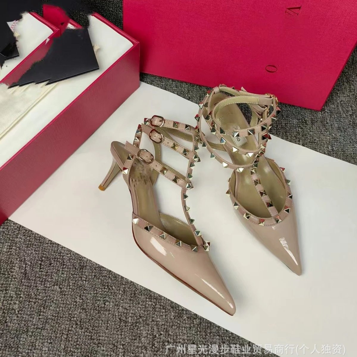 Unbranded High Heels Pointed-Toe Studded Ankle-Strap image 3