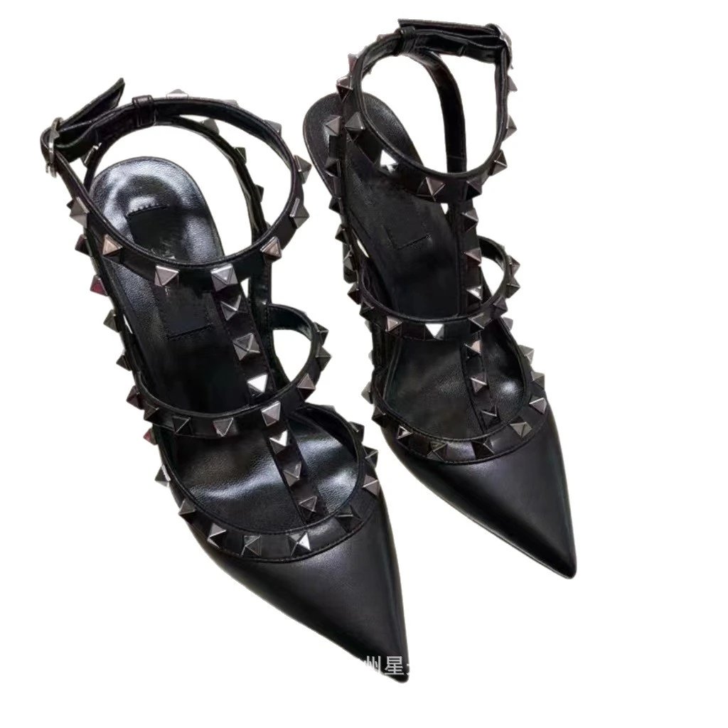 Unbranded High Heels Pointed-Toe Studded Ankle-Strap image 5