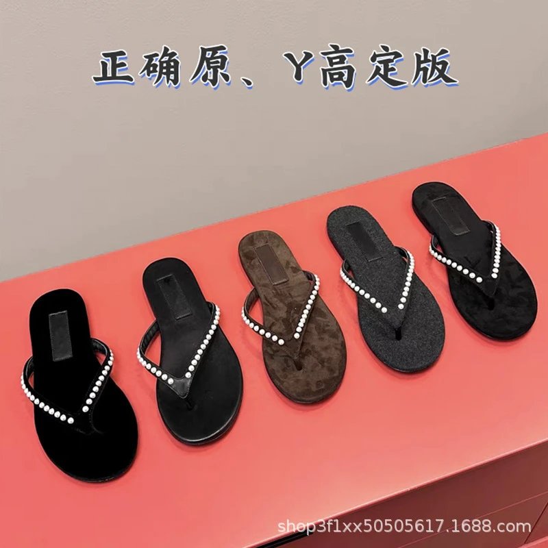 Chanel Sandals Velvet thong with rhinestone or pearl-trim straps image 1