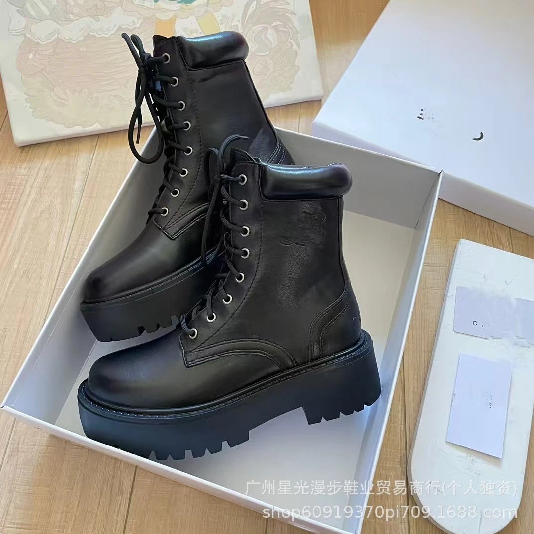 Unbranded Boots Lace-Up Platform Combat image 2