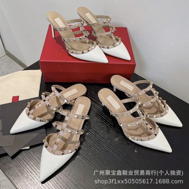 Unbranded High Heels Pointed-Toe Studded Mule Sandals image 4