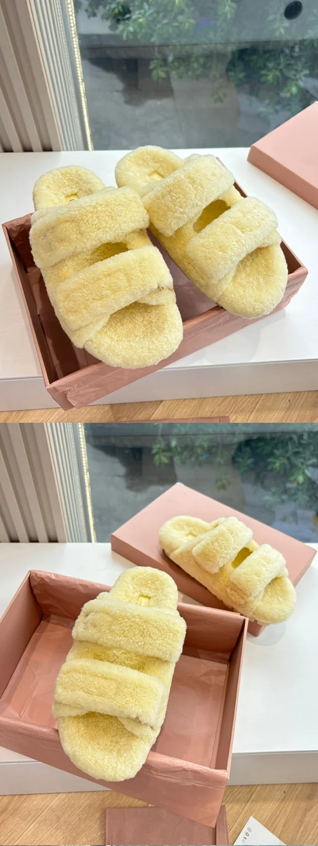 Unbranded Slippers Faux Fur Double-Strap Open-Toe product detail image 7