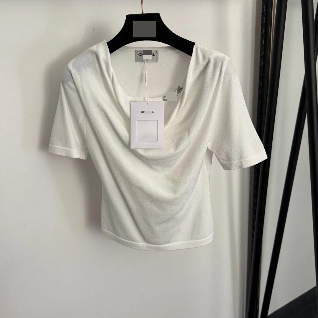 Chanel Cowl Neck Cropped T-Shirt White - 6
