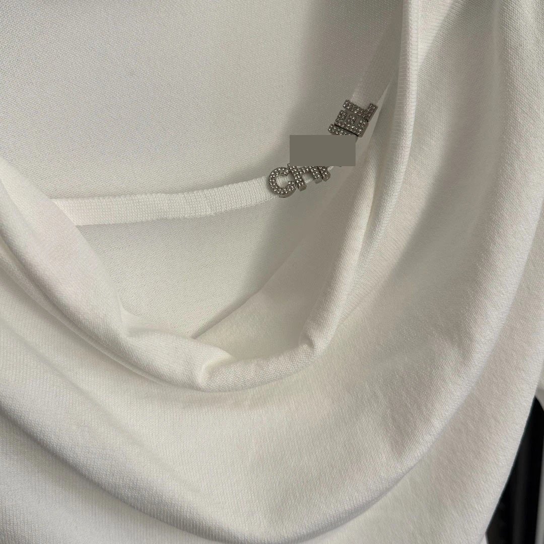 Chanel Cowl Neck Cropped T-Shirt White - 9