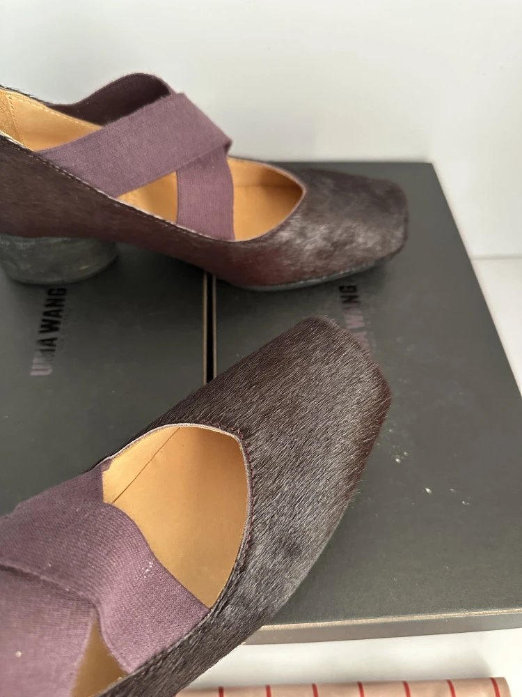 Uma Wang Square-Toe Mary Jane Block Heels Black Shoes - 13