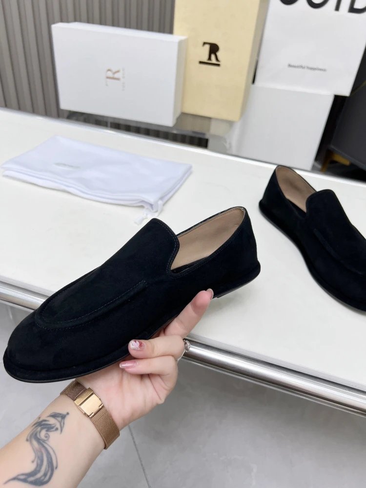 R Brand Suede Loafer Black Casual Shoes - 8