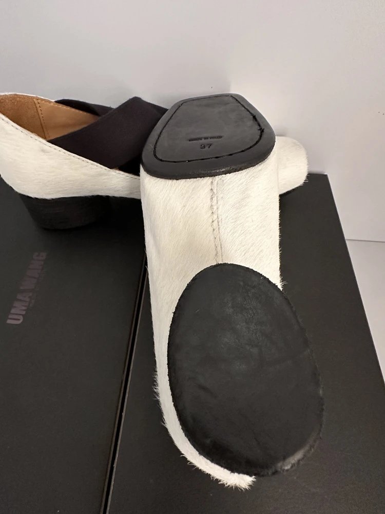 Uma Wang Square-Toe Mary Jane Block Heels Black Shoes - 34