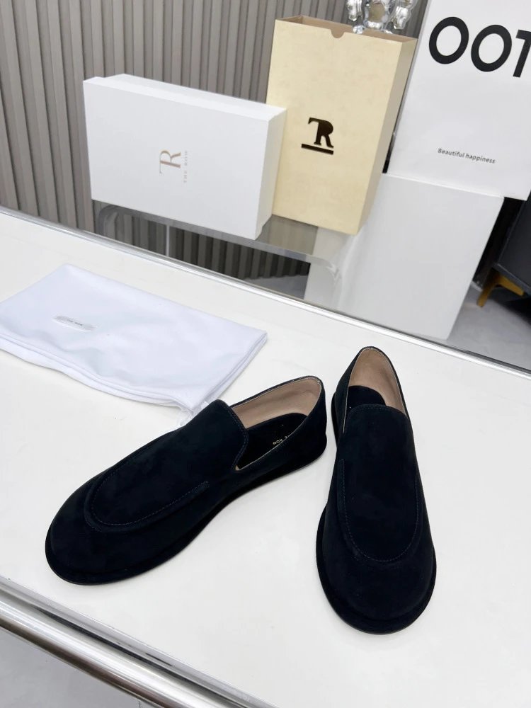 R Brand Suede Loafer Black Casual Shoes - 13