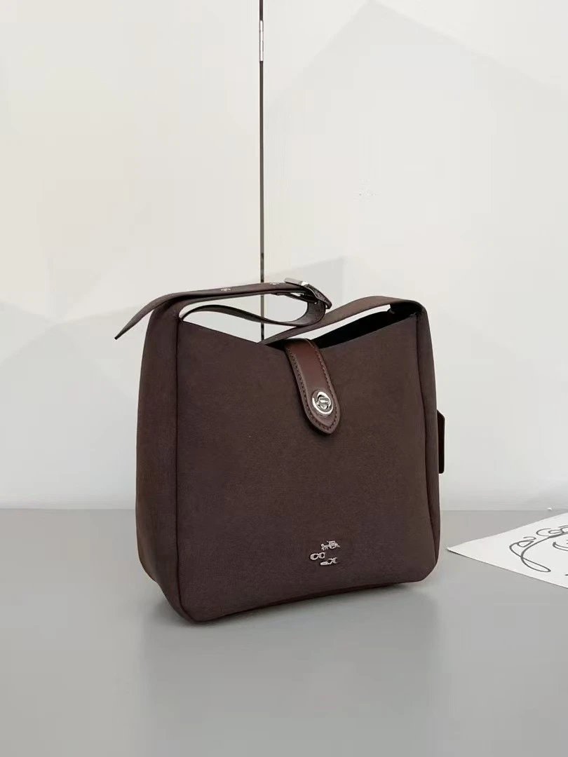 Coach Mini Turner Bucket Bag Brown Pebbled Leather Handbag - 7