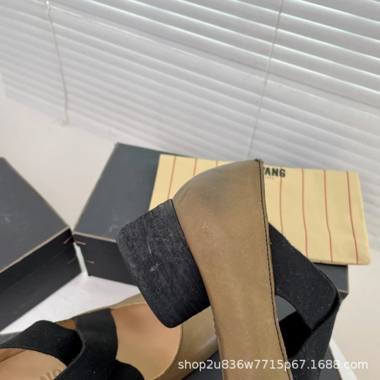 UMA WANG Square-Toe Mary Jane Heels Beige Leather Shoes - 40