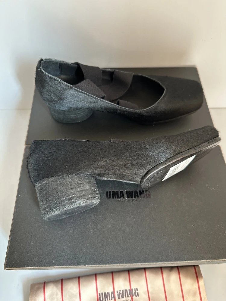 Uma Wang Square-Toe Mary Jane Block Heels Black Shoes - 4