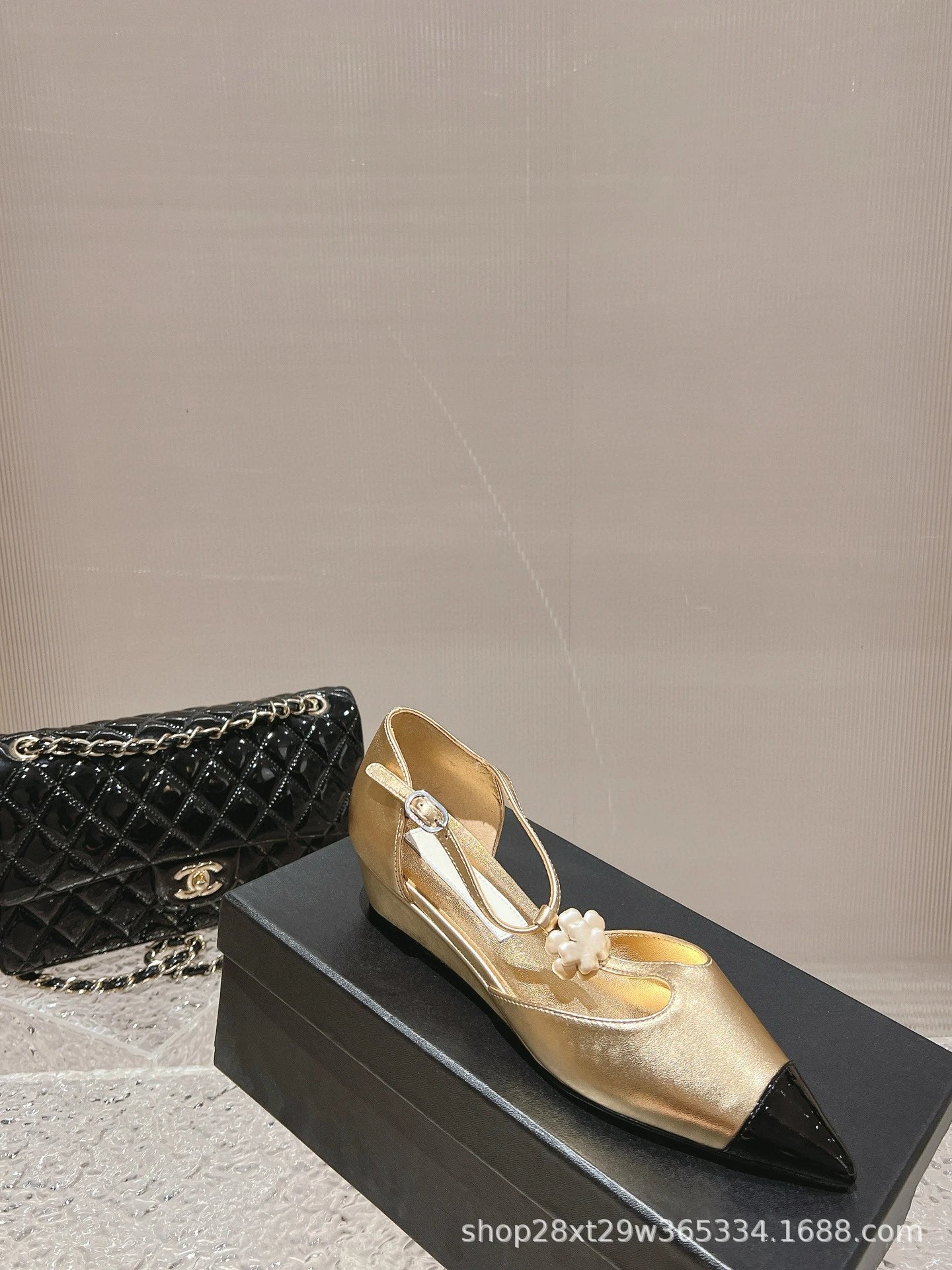 Chanel Mary Jane Wedge White Patent Leather with Pearl Camellia Toe Cap Shoes - 5