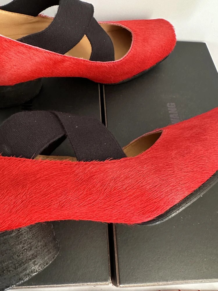 Uma Wang Square-Toe Mary Jane Block Heels Black Shoes - 22