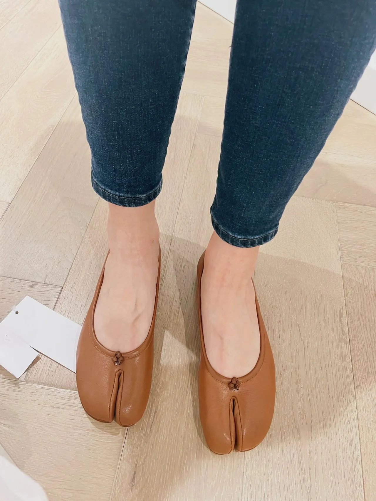 Maison Margiela Tabi Flat Brown Leather Shoes - 7