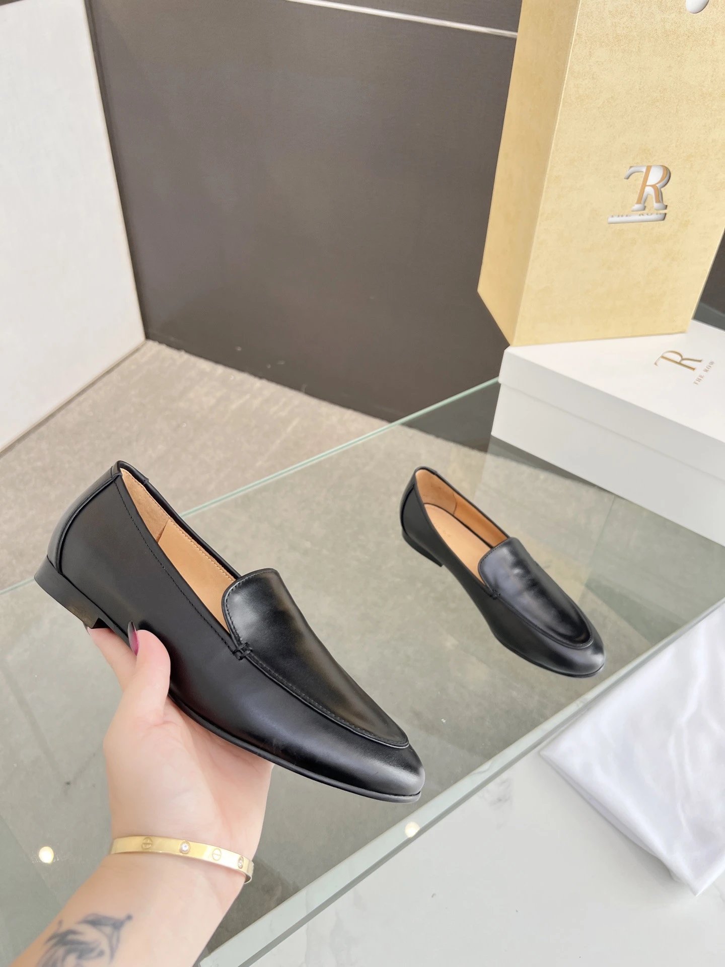 The Row Loafer Cream Leather Loafers - 7