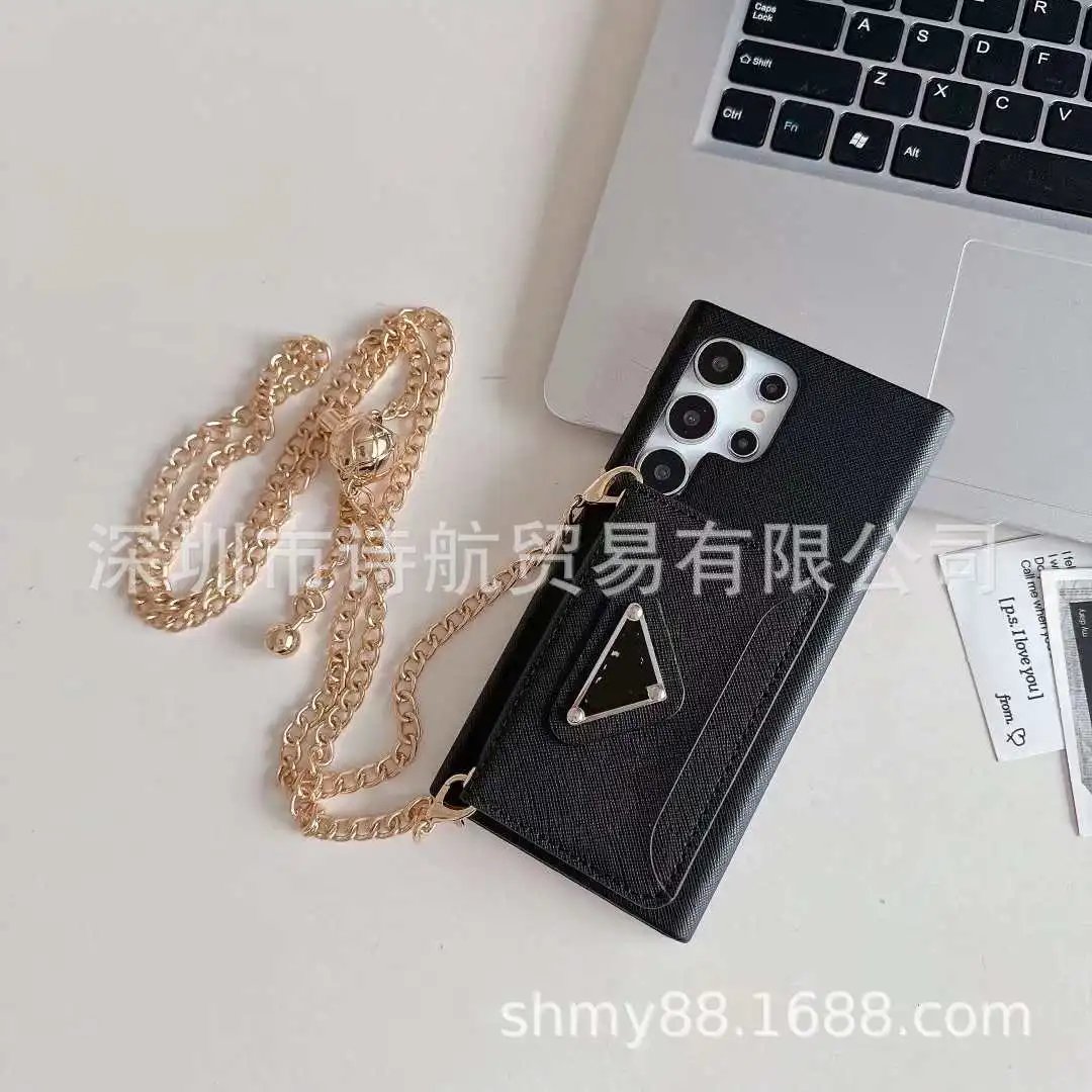 Unbranded Phone Cases Crossbody chain wallet case with triangular ring stand image 2