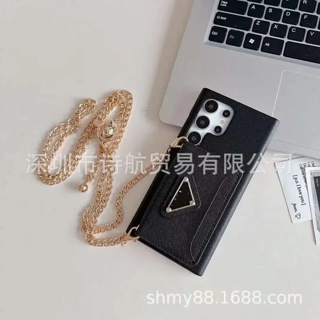 Unbranded Phone Cases Crossbody chain wallet case with triangular ring stand product detail image 2