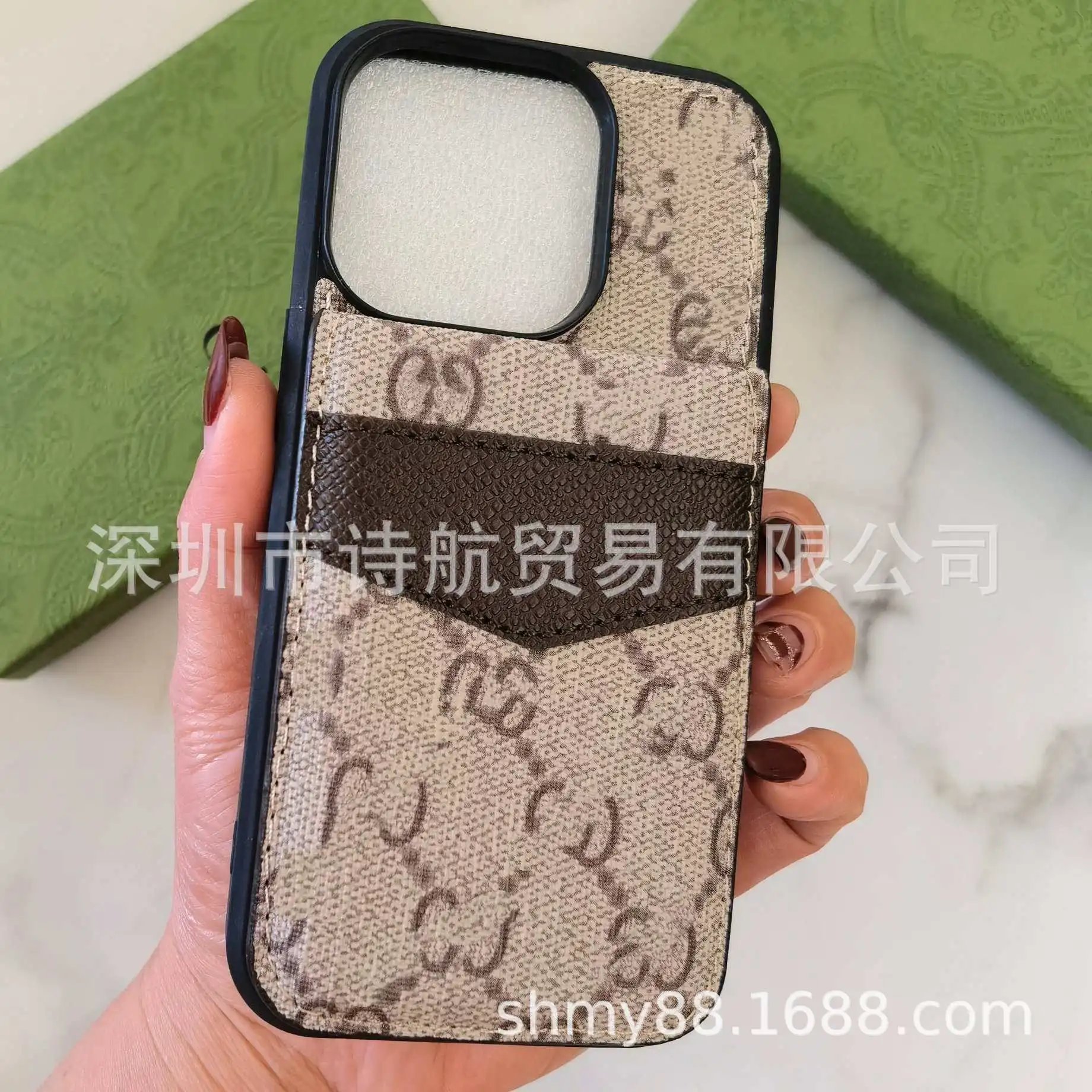 Gucci Phone Cases GG Monogram Card Holder Kickstand Case variant SOURCE-sku:131345974737