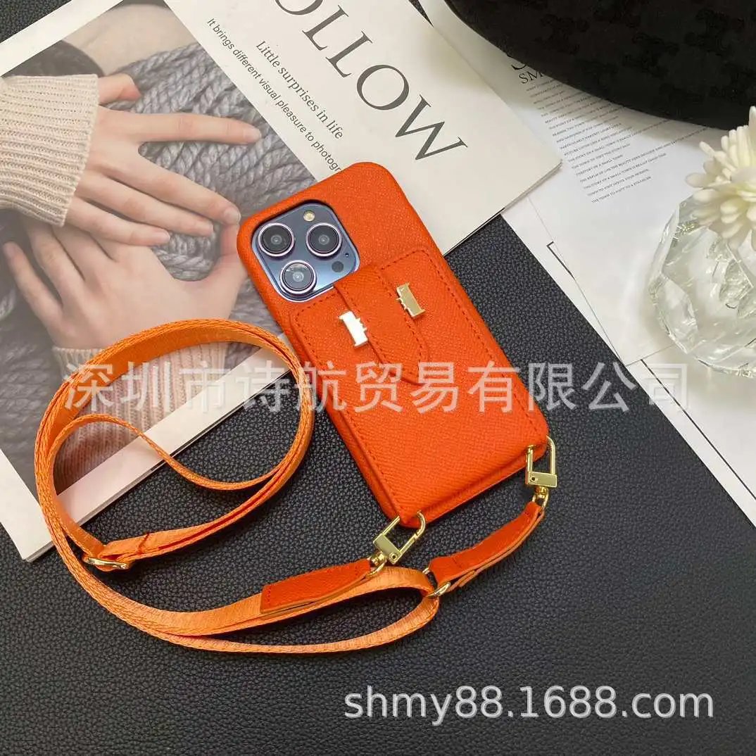 Faux Leather Cardholder Phone Case with Detachable Strap Black Crossbody Phone-Accessories - 3
