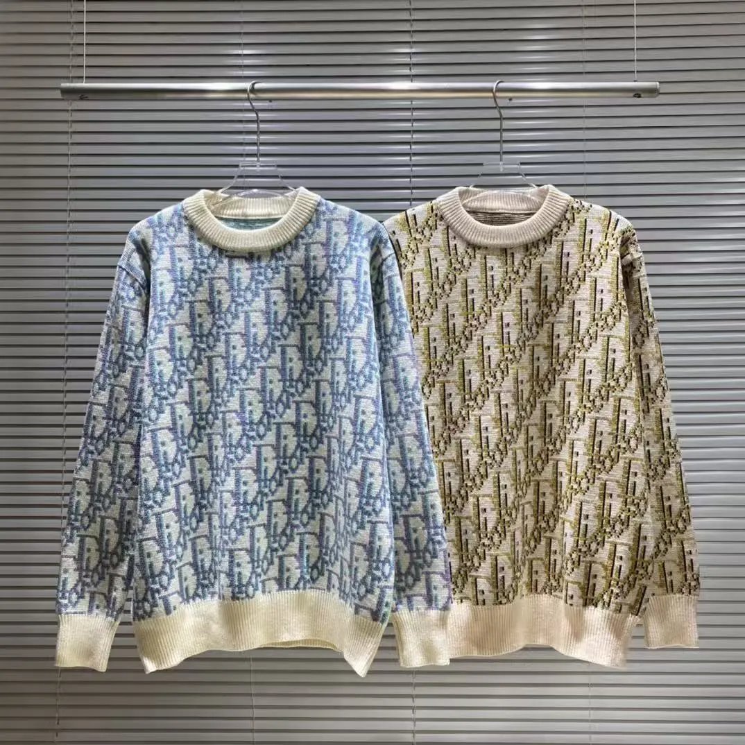 Off-White Architectural Pattern Knit Sweater Navy and Cream - 3