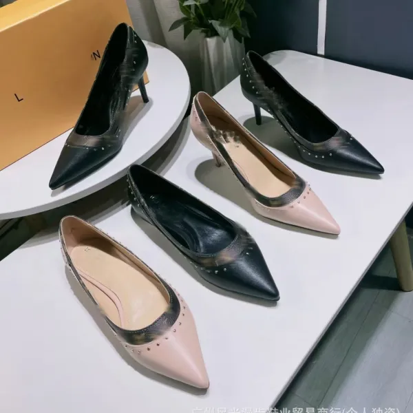 Valentino Rockstud Pointed-Toe Stiletto Heels in Black and Nude - 1