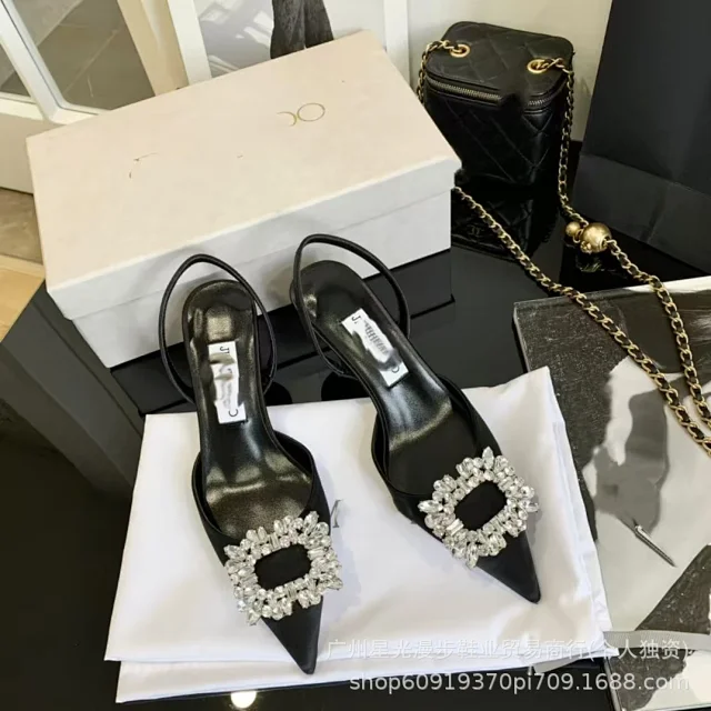 Jimmy Choo High Heels Bing crystal-strap pointed-toe mules product detail image 28