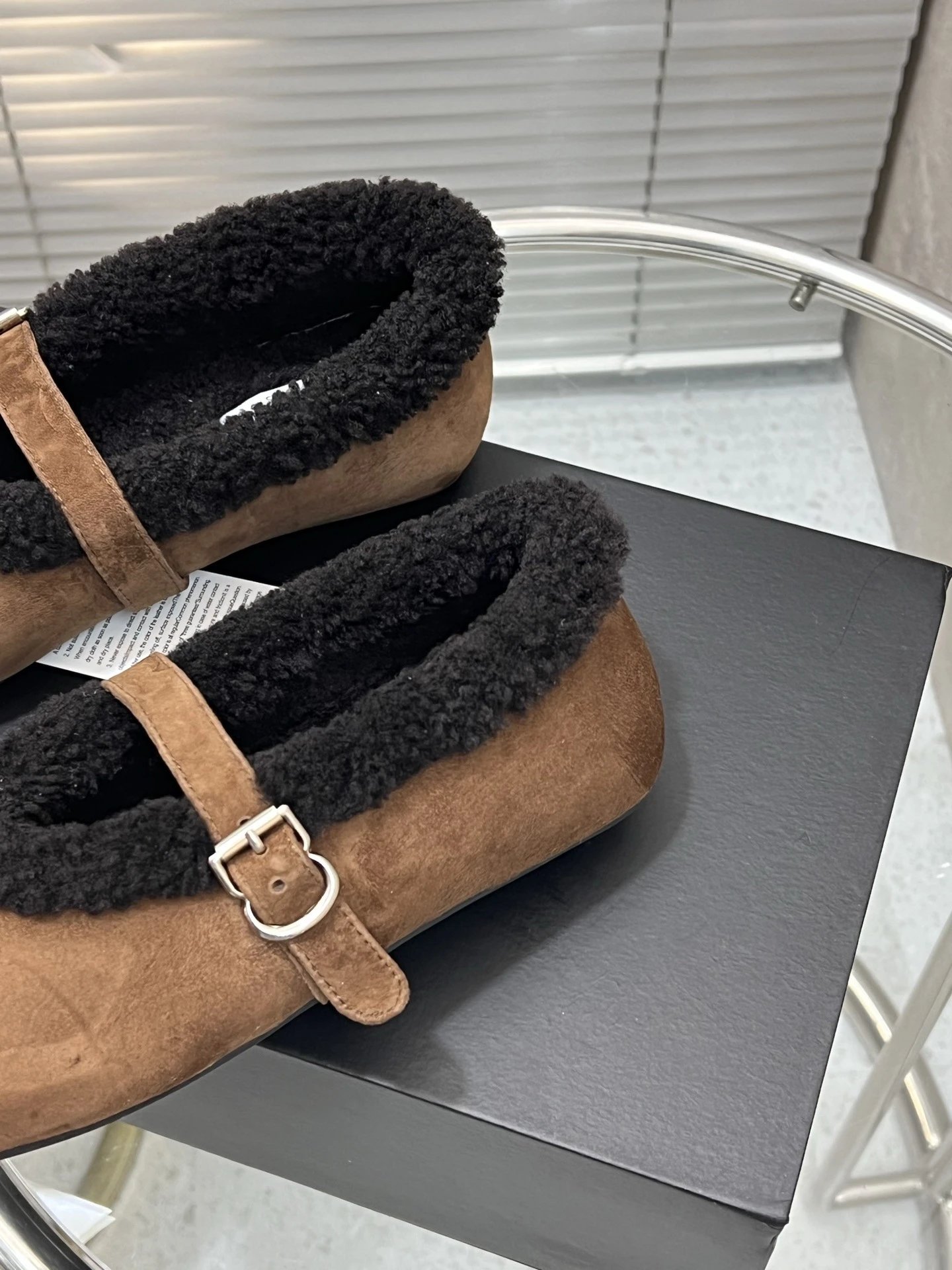 UGG Shearling-Trimmed Suede Mary Jane Loafers Beige - 6