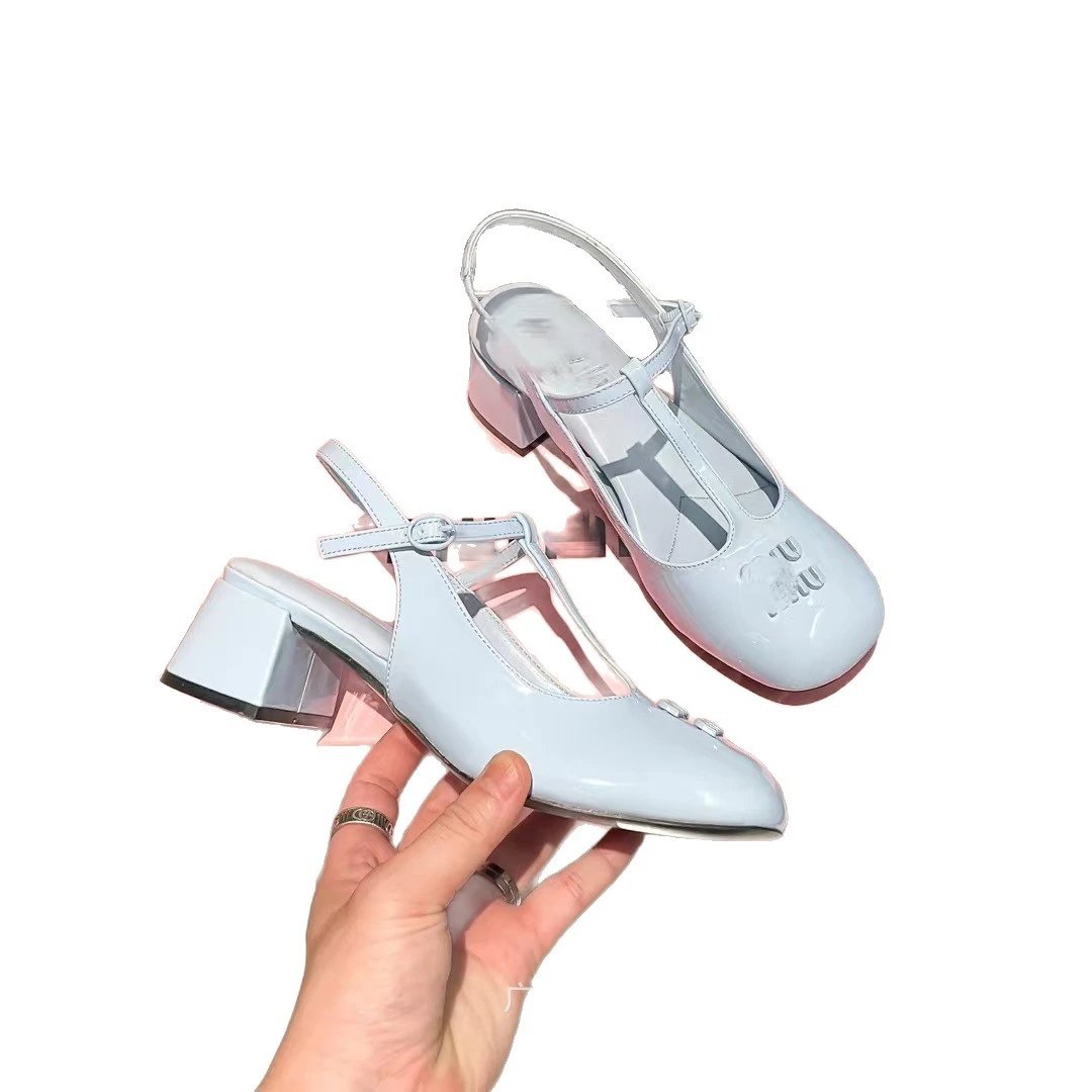 Miu Sandals T-Strap Slingback Block-Heel image 5