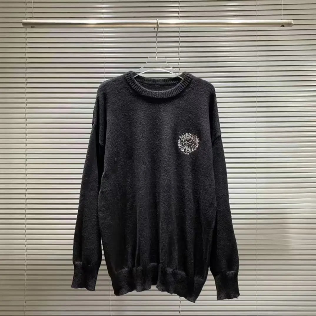 Balenciaga Logo Print Knit Sweater White - 11