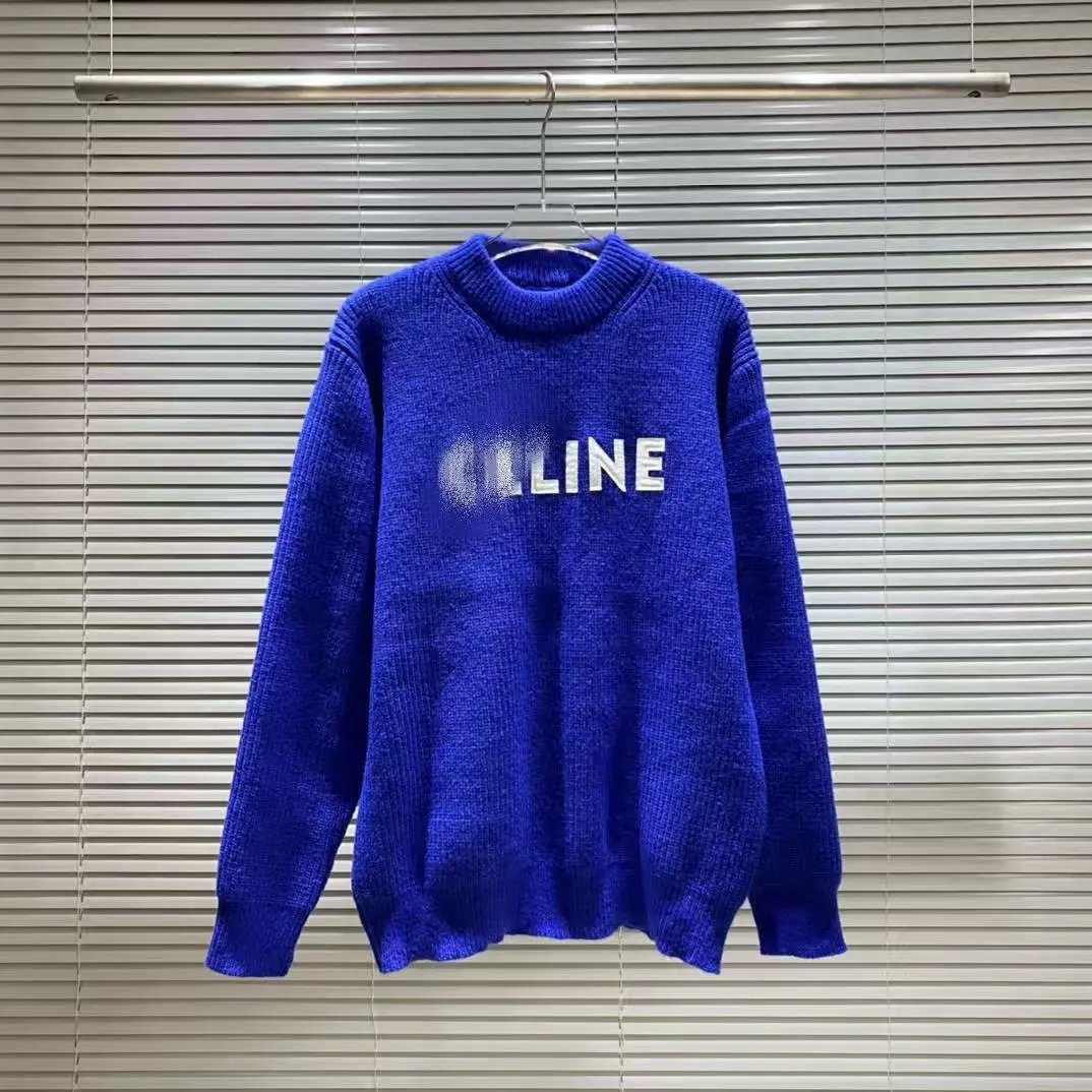 Celine Logo Embroidered Ribbed Knit Sweater Pink - 7