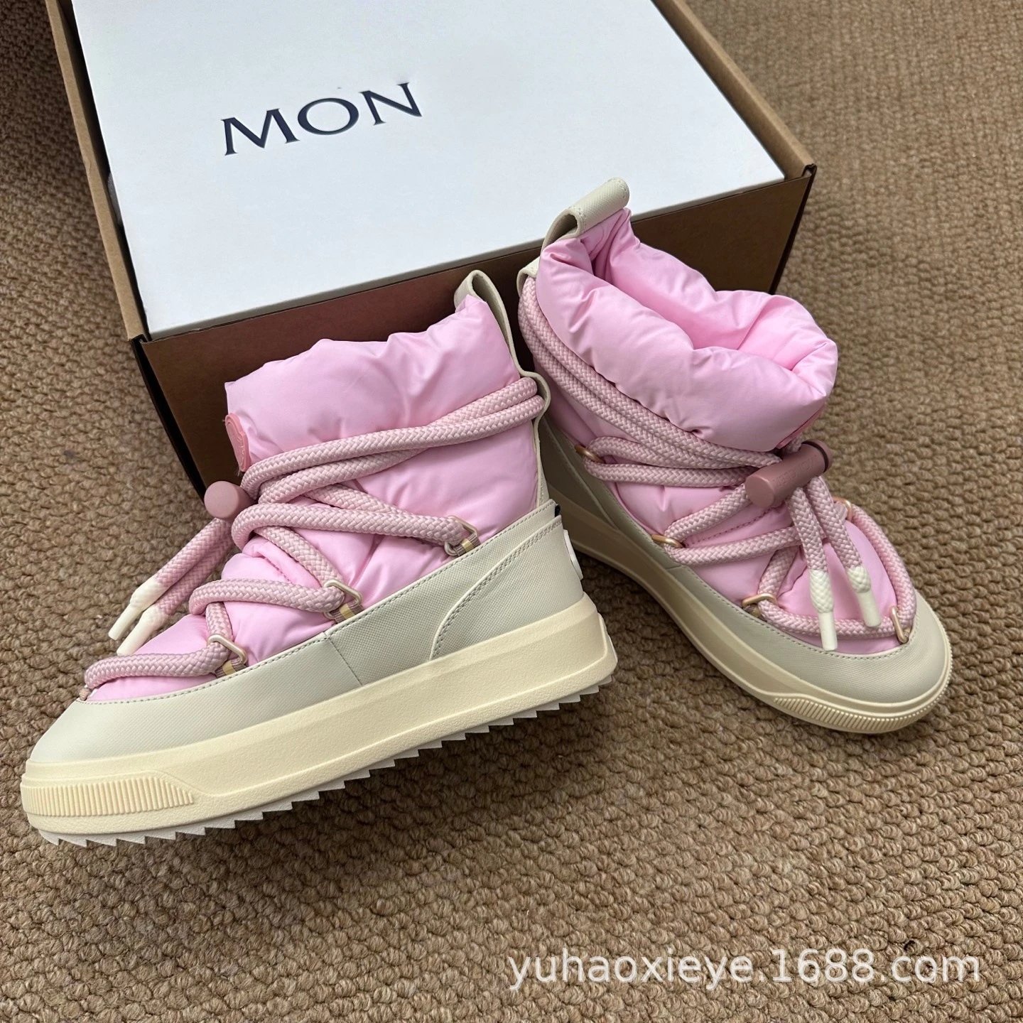 Moncler Genius x Off-White Pink Puffer Snow Boots - 16