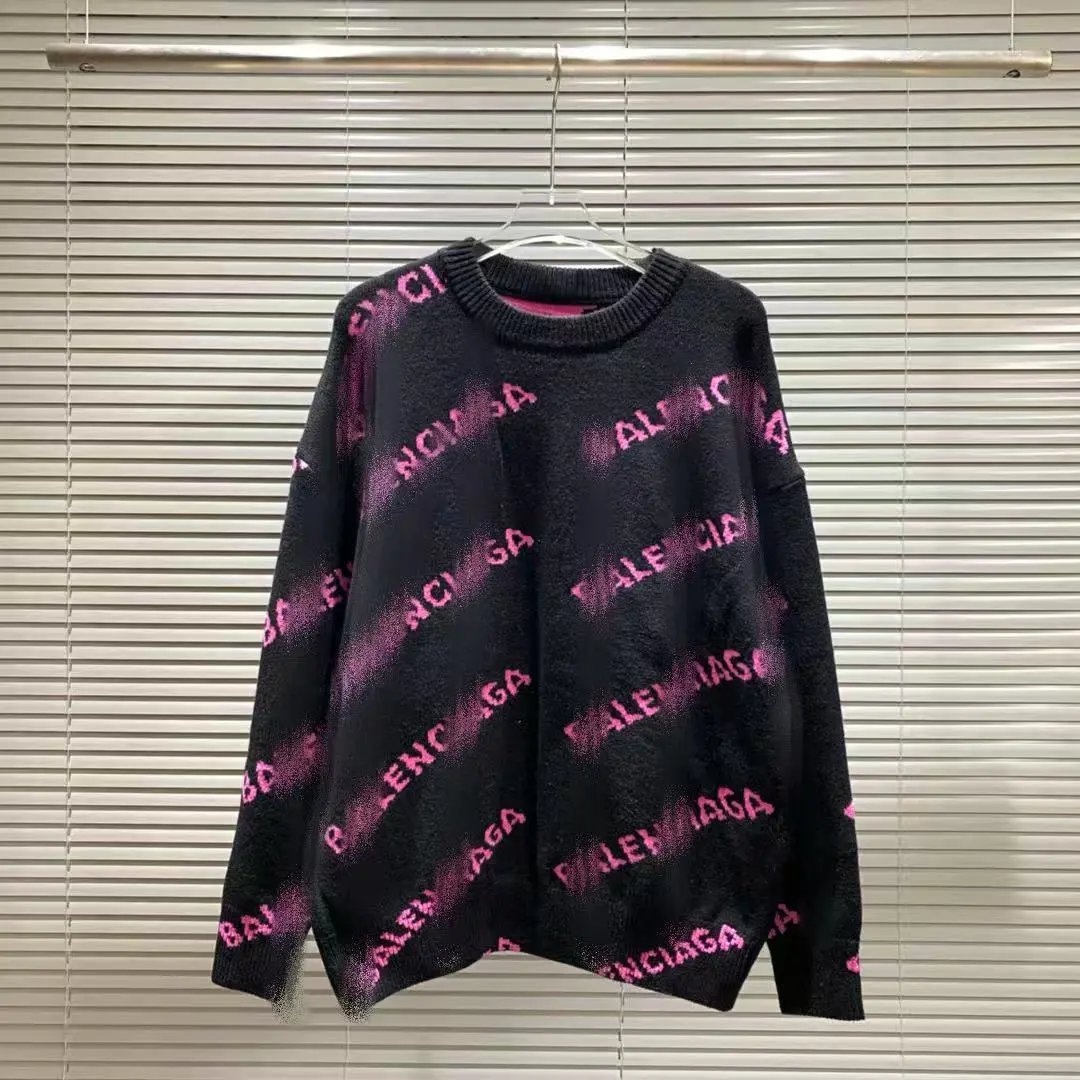 Balenciaga Logo Print Knit Sweater Black - 10