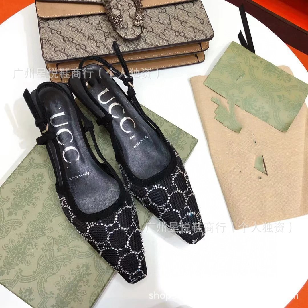 Gucci GG Marmont Slingback Flats Gray and Black - 7