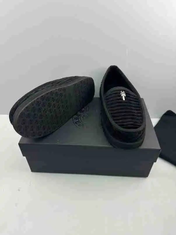 Saint Tears Corduroy Loafers Black Slip-On Shoes - 7