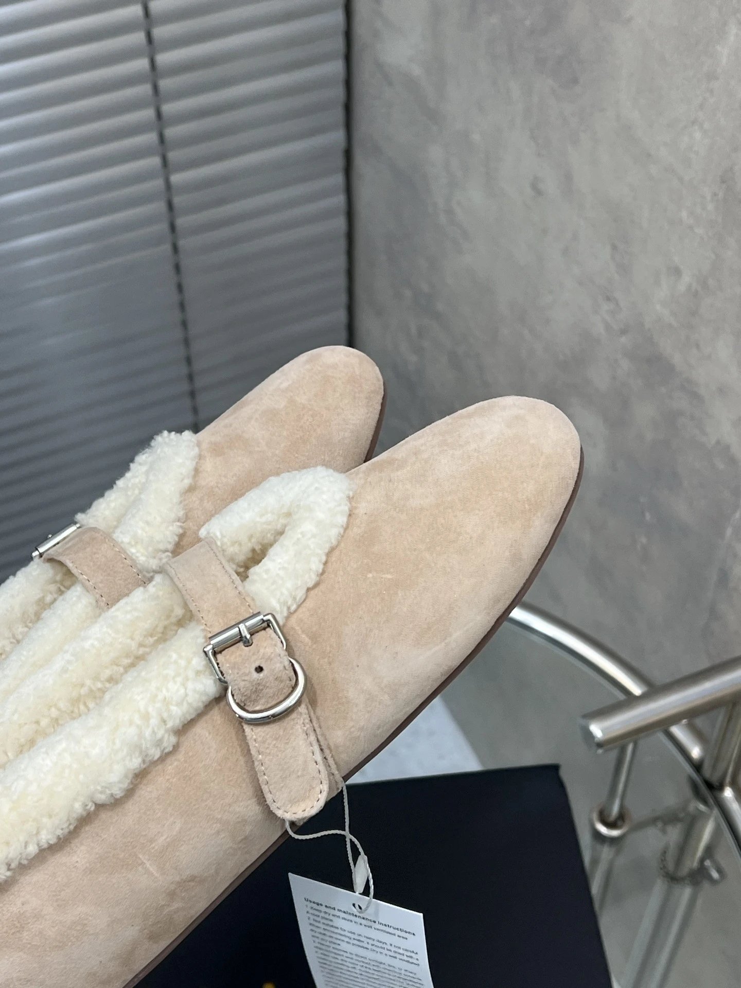 UGG Shearling-Trimmed Suede Mary Jane Loafers Beige - 17