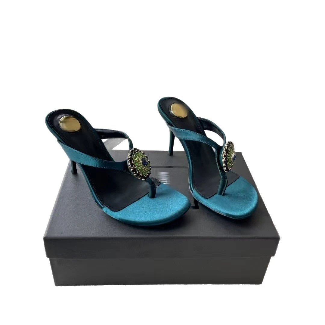 Unbranded High Heels Rhinestone Floral Toe-Post Stiletto Heeled Sandals image 5