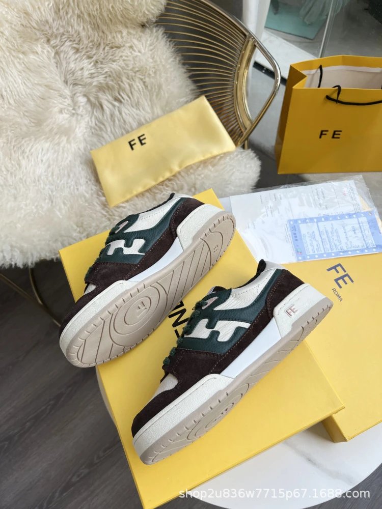 Fendi Fendace Low Top Sneakers Beige Pink Leather Sneakers - 21