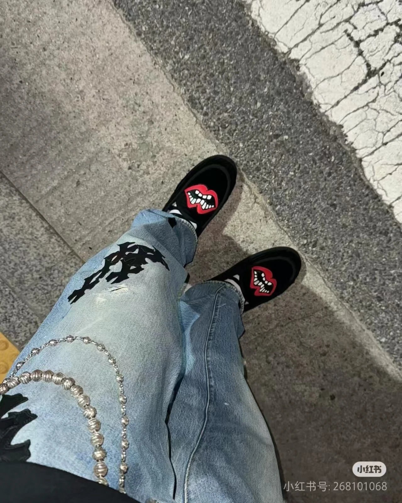 Chrome Hearts x Saint Tears Lip Motif Loafers Black - 4