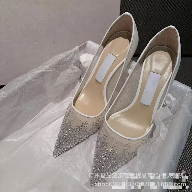 Jimmy Choo High Heels Bing crystal-strap pointed-toe mules product detail image 15