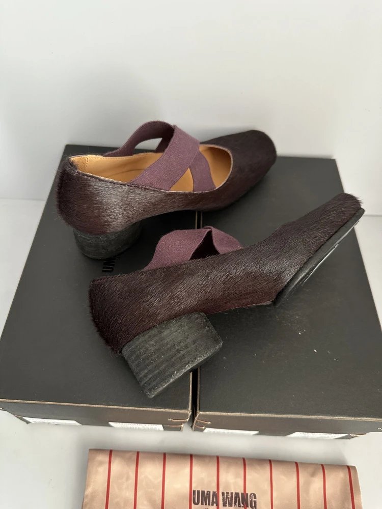 Uma Wang Square-Toe Mary Jane Block Heels Black Shoes - 11