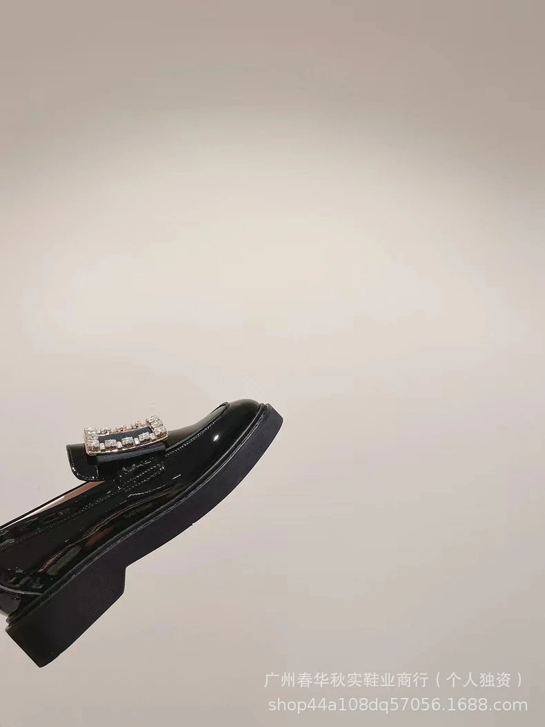 Black Crystal-Buckle Loafers - 8